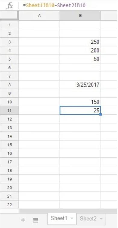 Trừ các giá trị từ các sheets khác nhau